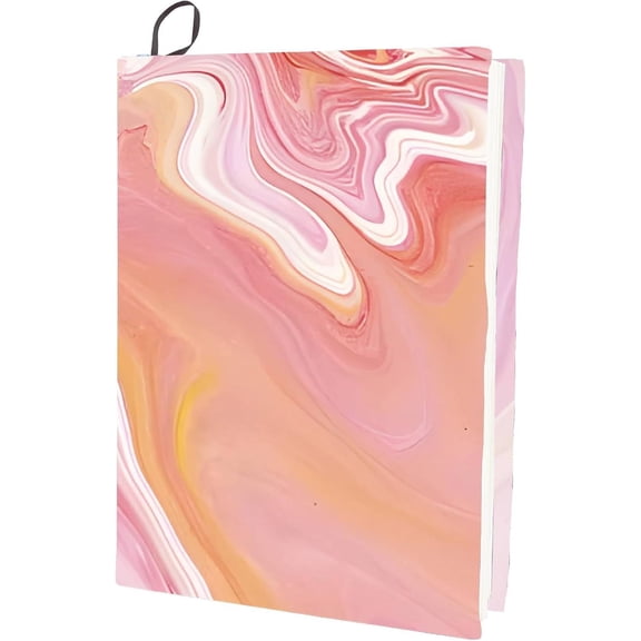 1 pc Pink Stretchable Book Cover Marble Pattern Washable Reusable Large Nylon Book Protector 9.4x15.7 Inch Elastic Notebook Wraps Suitable for Most Hardcover Books Classroom Students