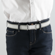 Buyless Fashion Kids Boys Toddler Adjustable Elastic Dress Stretch Belt with Flat Magnetic Buckle - 5099-Gray-White-Stripe