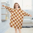 thumbnail image 5 of FORMRS Wearable Blanket Hoodie with Sleeves for Kids Cozy Flannel Sweatshirt, Rusty Orange Plaid, 5 of 7