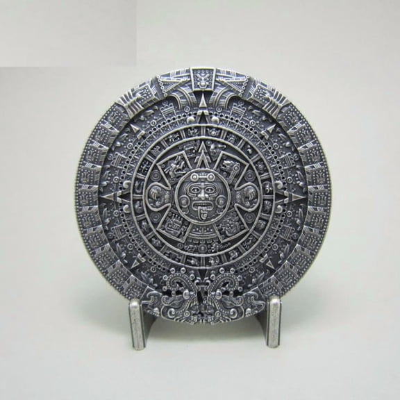 Western Zinc alloy Leather Belt Buckle Aztec Solar Calendar Stone Shape Pattern