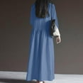 thumbnail image 7 of MIUOWANP Vacation Dresses for Women 2024 Womens Spring And Summer V-Neck Solid Cotton And Linen Casual Pocket Long Sleeved Dress On Sale,Size XL Blue, 7 of 7
