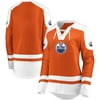 Edmonton Oilers Majestic Women's Centre Lace-Up Pullover Sweatshirt - Orange/White