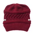 thumbnail image 2 of Dyfzdhu Women Solid Stitching Outdoor Warm Hats Crochet Knit Beanie Cap Peaked Red, 2 of 6