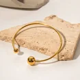 thumbnail image 4 of Minimal Double Meteorite Bangle 14K Yellow Gold Cuff Golden Silver Color Solid Ball Bracelet Perfect Gift, 4 of 7