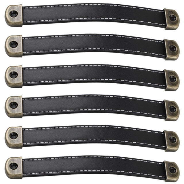 6pcs Leather Pull Handles Dresser Handles Drawer Pulls Cabinet Cupboard Door Pulls