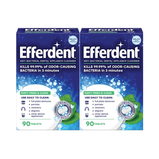 Tabletas limpiadoras para retenedores Efferdent Minty Fresh 180 unidades