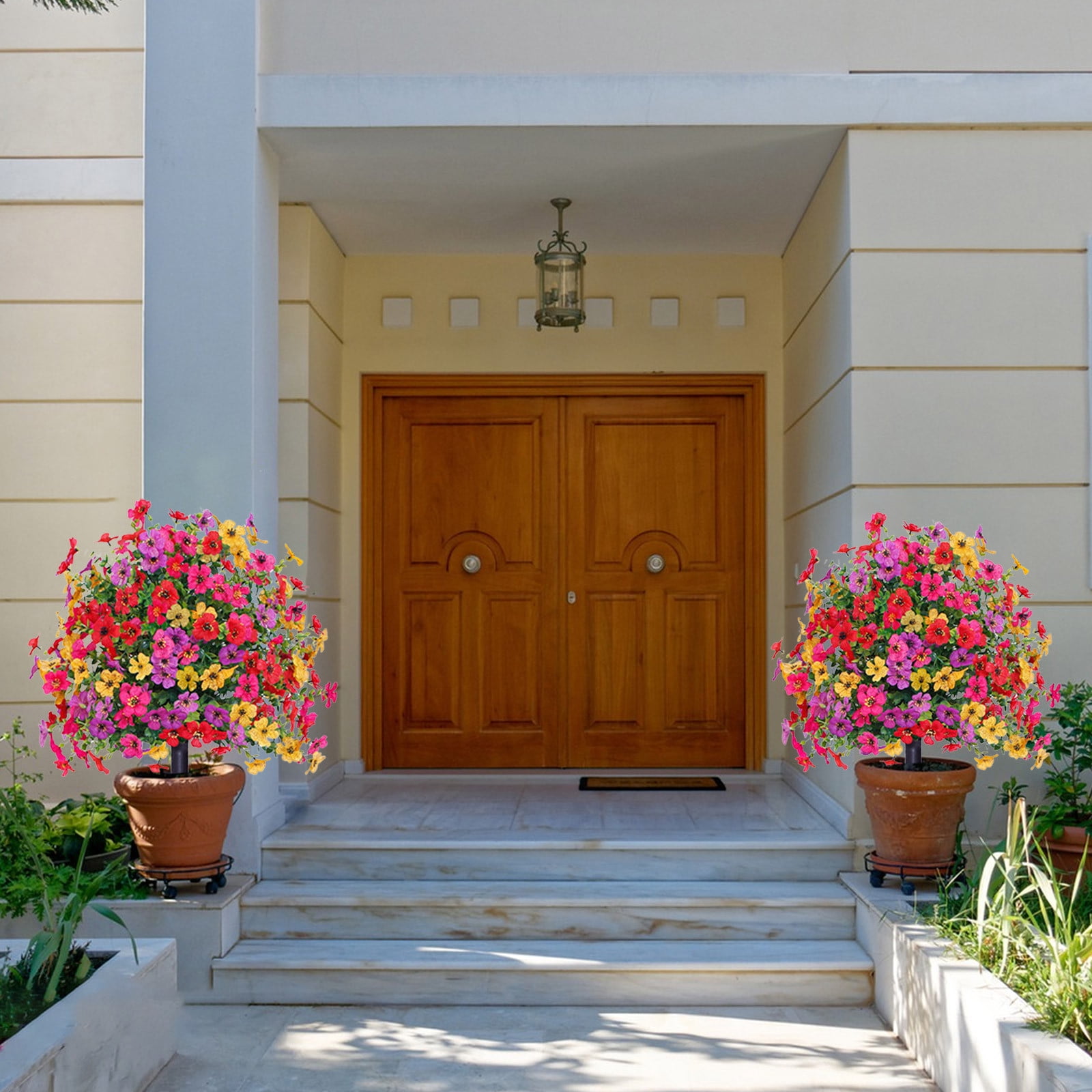 CY5O5ee 2PCS Artificial Flowers for Outdoors 23.62in Artificial SpikePlants Flowers Colorful Flowers Spring Decor for Porch Patio Home Yard Garden Window Box Pot Planters