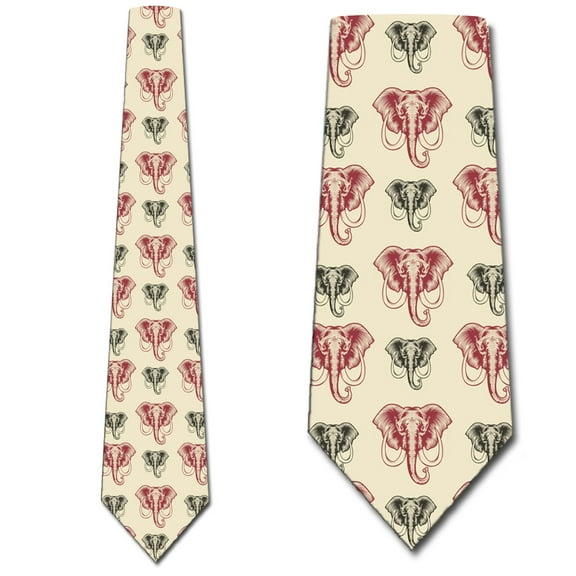 Elephant Ties Mens Retro Animal Print Necktie by Three Rooker