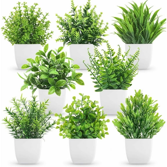 Der Rose 3.03" Small Artificial Faux Potted Plants (8 Pack)