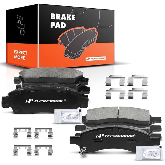 A-Premium Front and Rear Ceramic Disc Brake Pads Set Compatible with Select Buick Chevy GMC Isuzu Saab and Saturn Models - Enclave Rainier SSR Trailblazer Traverse Acadia Envoy Ascender