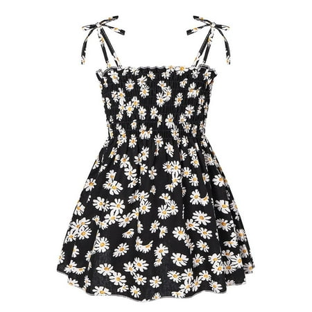 

Girls Summer Small Daisy Sleeveless Floral Suspender Dress
