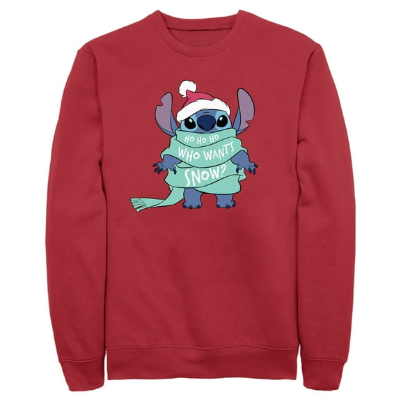 Men's Lilo & Stitch Who Wants Snow?  Sweatshirt Red Large