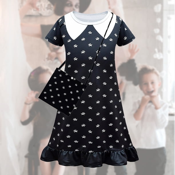 Miércoles Disfraz De Familia Disfraz Disfraz de cosplay Black Wednesday Family Costume para fiesta de cumpleaños (100cm)