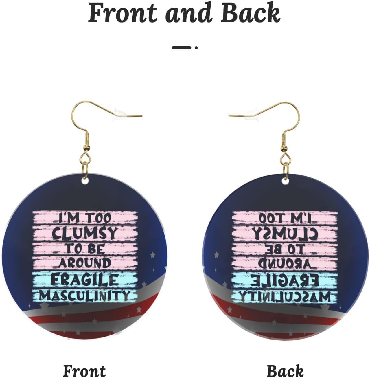 I'M Too Clumsy To Be Arounds Fragiles Masculinity Chic Round Acrylic Earrings Lightweight Versatile For All Occasions[m613]