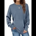 thumbnail image 1 of Sudadera Informal de Cuello Redondo para Mujer, Larga, Corte Holgado, Cuello Alto, Forro Cómodo, Prendas de Moda para Otoño. Azul L, 1 of 8