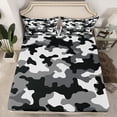 thumbnail image 2 of jejeloiu Military Camo Pattern Full Size Sheets,White Gray Black Bed Sheets For Girls Women 4pcs, 2 of 7