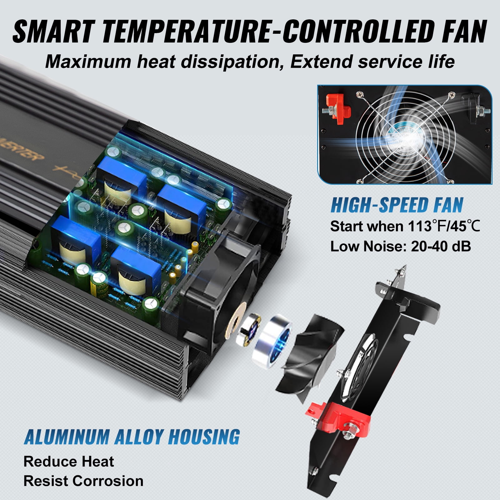 SKYSHALO Power Inverter 3500W DC12V to AC120V Inverter LCD Pure Sine Wave Inverter