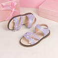 thumbnail image 5 of ZHOGXU Kids Girls Sandals Flower Weaving Design Soft Sole Glitter Open Toe Non- Flat Shoes For Everyday Casual Wear,Purple,4-4.5 Years, 5 of 5