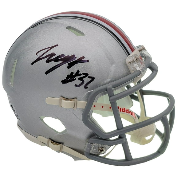 TreVeyon Henderson Autographed Ohio State Buckeyes Silver Speed Mini Helmet Beckett BAS QR 202075