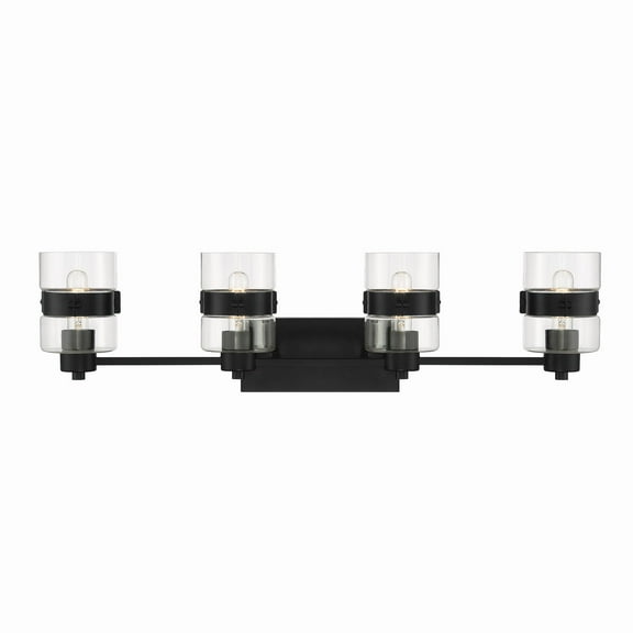 Designers Fountain Midnight LA 4 Light Matte Black Bathroom Vanity Light Fixture, D222M-4B-MB