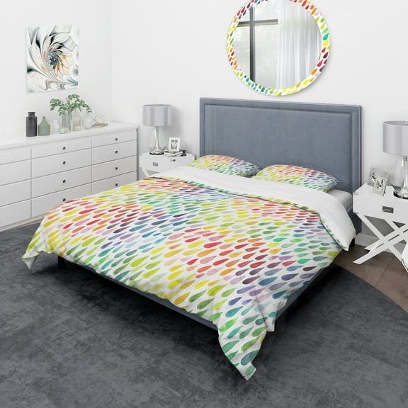 Designart 'Collection of Paint Splash Watercolor Drops' Modern & Contemporary Duvet Cover Set
