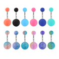 thumbnail image 3 of 12Pcs Belly Button Rings Matte Colorful Navel Barbell Body Piercing Jewelry, 3 of 8