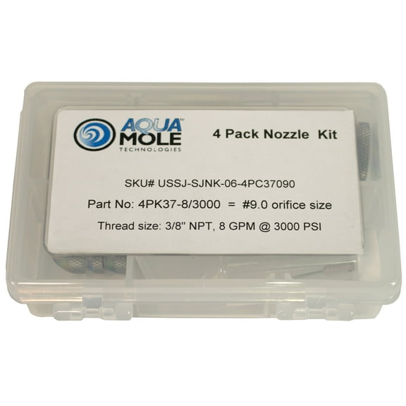 Aqua Mole (4) Pack 3/8" NPT Button Nose Sewer Jetter Nozzle 3000 PSI 9.0 Orifice