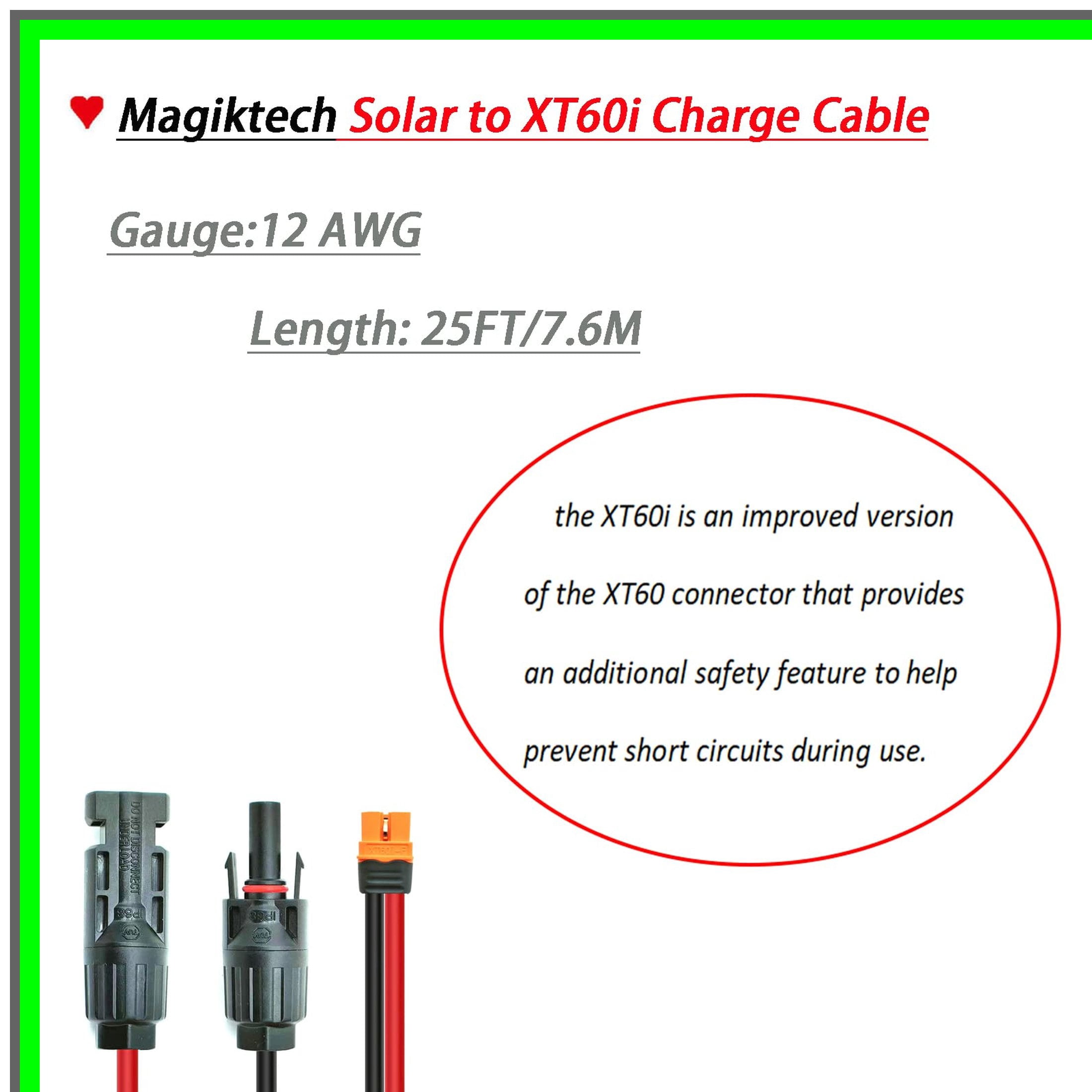 Solar XT60i Charge Extension Cable for Portable Power Stations 3FT-50FT