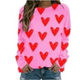 thumbnail image 1 of Diufon Hauts de la Saint-Valentin pour Femmes Manches Longues Col Rond Chandail Décontracté Tendance Mignon Imprimé Graphique Blouse, 1 of 7