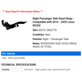 thumbnail image 2 of Right Passenger Side Hood Hinge - Compatible with 2016 - 2020 RX350 2017 2018 2019, 2 of 2