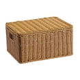 thumbnail image 1 of Cesta de almacenamiento con tapa, contenedor de almacenamiento rectangular con asa, organizador resistente para cocina, dormitorio, baño y sala de M, 1 of 8
