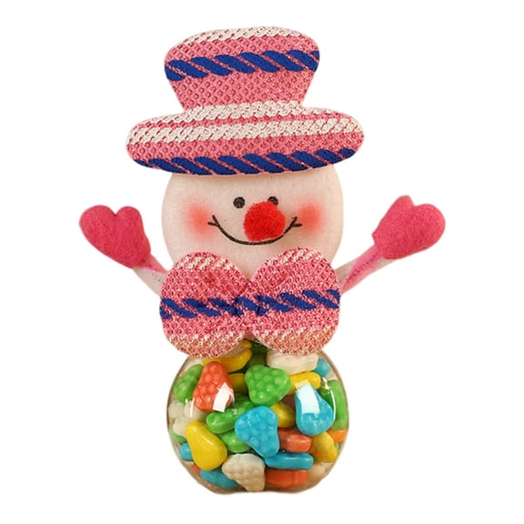 comerut Christmas Candy Jar Clear with Cartoon Santa Claus Reindeer Snowman Bear Lid Reusable Plastic Mini Candy Container Party Favors