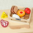 thumbnail image 3 of Play Food Sets, Simulation Interesting Builds Perceptual Skills Wooden Play Food Cutting Fruit Vegetables Slippy  Educational With Storage Box For Home, 3 of 8