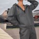 thumbnail image 3 of Conjuntos De Dos Piezas Con Capucha Conjunto de pantalones largos de 2 piezas para mujer, estilo informal, estilo informal, cintura elástica, atuendo deportivo Kuymtek Gris Oscuro M para Mujer, 3 of 8
