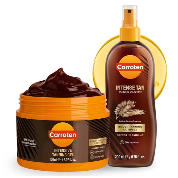 Carroten Intensive Tanning Gel Oil Spray | Browning Tan Accelerator | Carrot & Coconut Oil | Vitamin A E for Moisture & Hydration | Water-Resistant, Non-Greasy | Made in Greece | 6.7 oz 5 oz