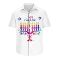 thumbnail image 5 of Wancir Chemises pour Hommes en Solde, Chemise Décontractée Imprimée Hanukkah à Manches Courtes, Boutonnée, Col à Revers, 5 of 5