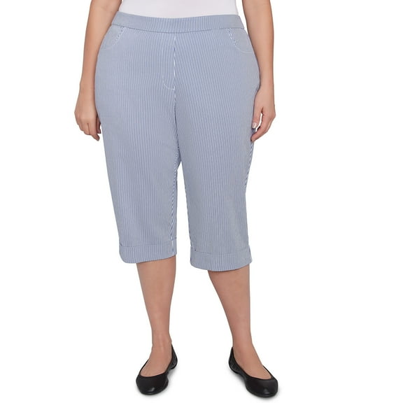 Alfred Dunner Womens Plus-Size Striped Cuffed Clamdigger