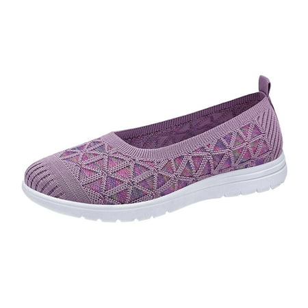 Blphud Formal Shoes Women Womens Summer Shoes Women s Spring and Summer Fashion Mesh Perforated Breathable Casual Shoes A Slip on Solid Color Shoes Casual Shoes for Women Purple 39