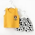 thumbnail image 4 of Baby Boy Outfit Toddler Baby Boys Summer Sets Funny Printed Tank Tops and Shorts Lightweight Elastic Cotton Outfits Teen Clothes Yellow 18-24 Months, 4 of 4