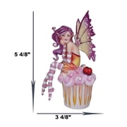 Ebros Colorful Amy Brown Pink Cherry Cupcake Fairy Statue Sweet Tooth Collection