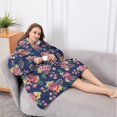 thumbnail image 5 of Oversized Wearable Blanket Hoodie,Pioneer Flower Floral Print Pattern Sherpa Blanket Hoodie with Super Pockets,Super Warm Fuzzy Pullover for Women & Men, 5 of 6