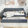 thumbnail image 2 of Twin Size Upholstery DayBed, Cosymart Trundle Bed with Trundle and USB Charging Design, Gray, 2 of 9