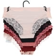 thumbnail image 6 of Marilyn Monroe Women's Sexy Lace Hipster Brief Panties 5 Pack - Black & Cherry Red Floral Checks - Small, 6 of 9
