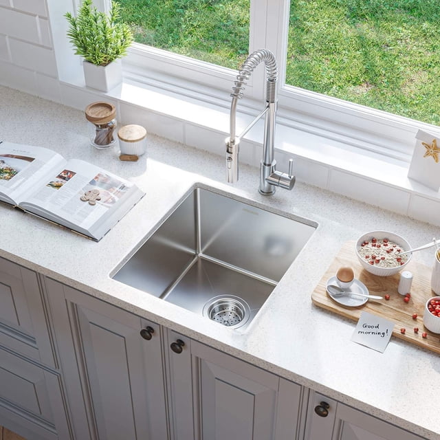 Undermount Sink, Single Bowl Kitchen Sink Undermount Stainless Steel Kitchen Sink Bar or Prep Kitchen Sink