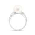 thumbnail image 2 of ANGARA Freshwater Cultured Pearl Ring with Pave-Set Diamonds in 14K White Gold for Women | June Birthstone, Birthday, Anniversary, Jewelry Gift for Women | Pearl Ring, 2 of 8