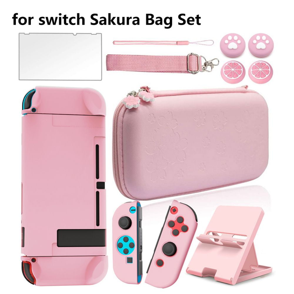 Carrying Case Set for Nintendo Switch, Cute Cherry Blossoms Portable