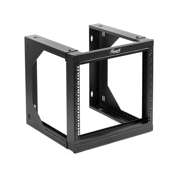 Rosewill 9U Server Rack with Swing Gate -Wall Mount Rack for 19 Inch IT Equipment Open Frame Rack – Network Rack Wall Mount for AV & Server Equipment Adjustable Depth 18 inches to 26 inches 9U Rack, B