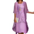 thumbnail image 1 of 1 Set Spring Summer Office Lady Cardigan Dress Floral Print Large Hem Elegant Chiffon Dress Set For Party, 1 of 4