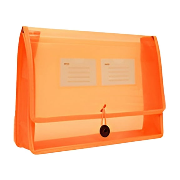 Plastic File Wallet Envelope Expanding File Folder Document Organizer with Snap Closure & Label Pocket Clear Colored Waterproof Accordion File Pouch for Office Home(Orange,13.19x2.76x9.45")