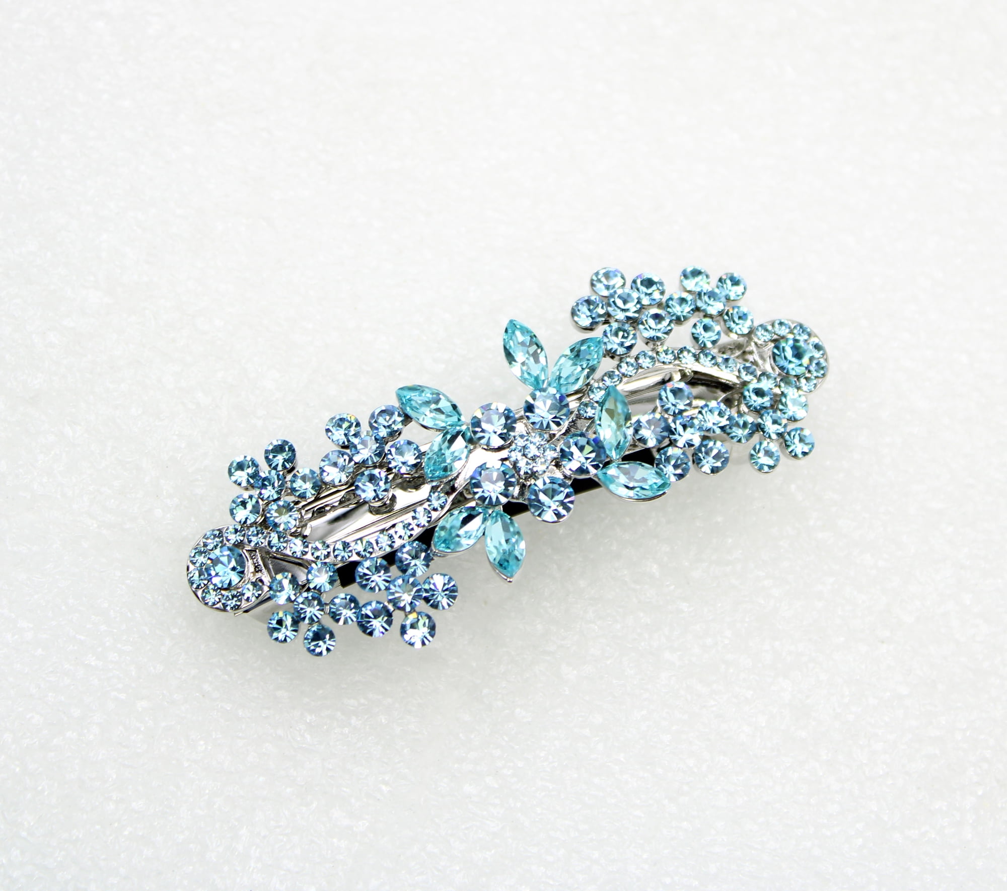 Faship Gorgeous Aqua Crystal Flower Hair Barrette Clip